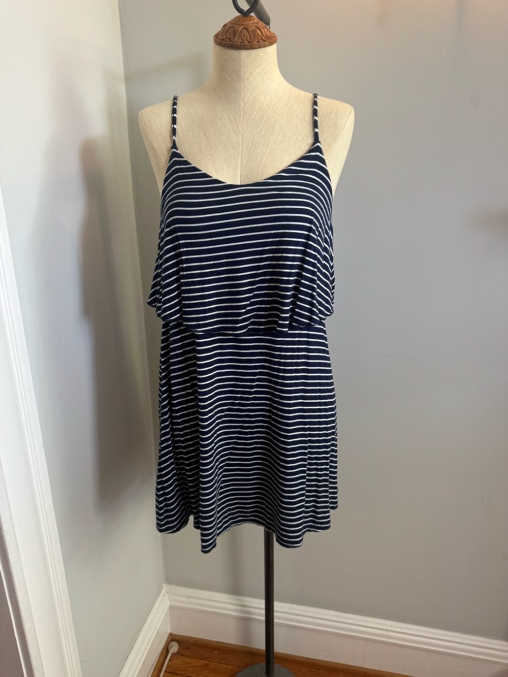 American Eagle Outfitters Navy and White Striped Mini Dress